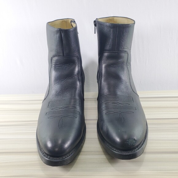 Durango 10 EE TR820 Black Leather 7" Side Zip Boots Men Western Boot Shorty Wide - Picture 2 of 9